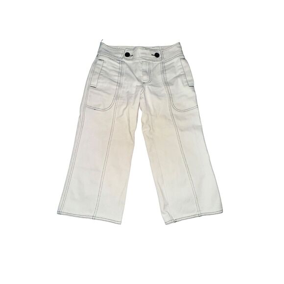 Marc Jacobs Capri Jeans Women's Size 2 White Denim Contrast Stitch Wide Leg - Picture 1 of 6